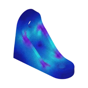 Bauteil mit Simulationsnetz und farbigem Spannungsverlauf — FEM-Berechnung einer Konsole
