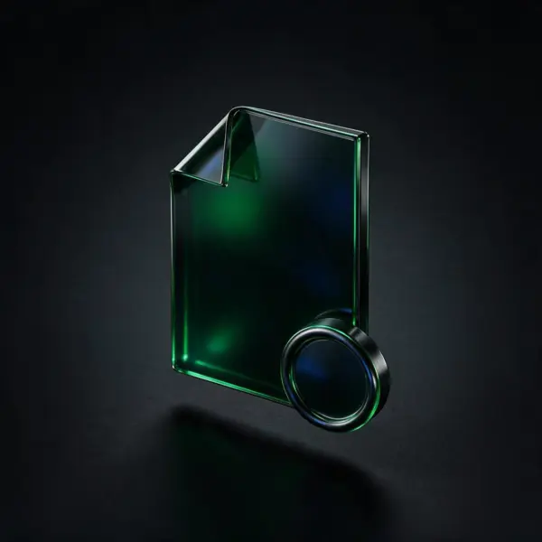 Dokumentenblatt aus grünem Glas mit einem Siegelring davor - Symbolbild für rechtssichere Website-Texte