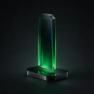 Produktbild des Website-Pakets: eine schlanke Glassaeule auf einem dunklen Sockel